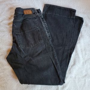 BLACK BUTTON FLY REINFORCED BOOTCUT JEANS